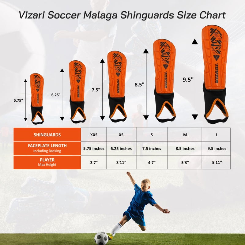 VIZARI Malaga Soccer Shinguard | Durable Soccer Shin Guard with Tough Protection & Elastic Straps | Breathable, Moisture-Wicking Youth Soccer GearProduct - Image 2